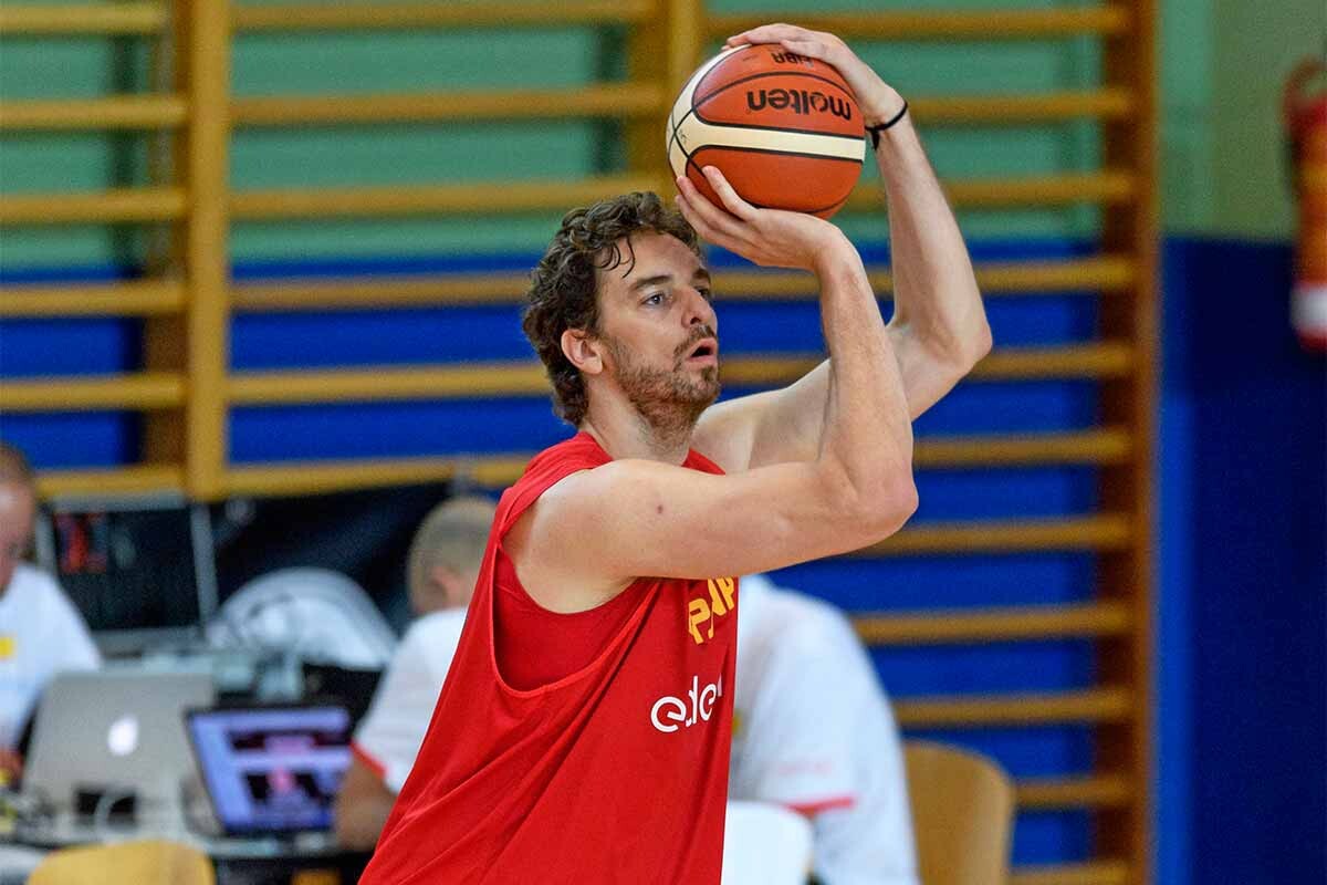 Pau Gasol, durante un entrenamiento con la Selección española