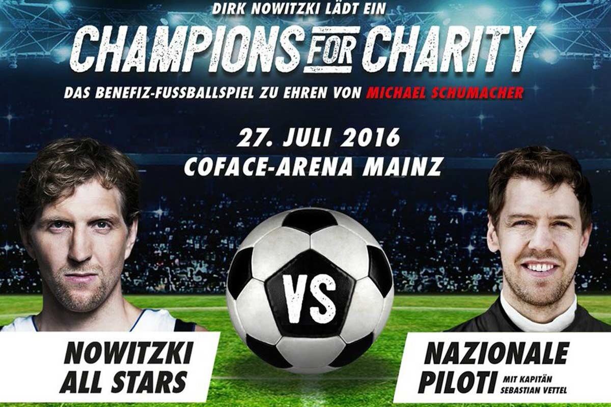 Cartel del amistoso entre Nowitzki y Vettel