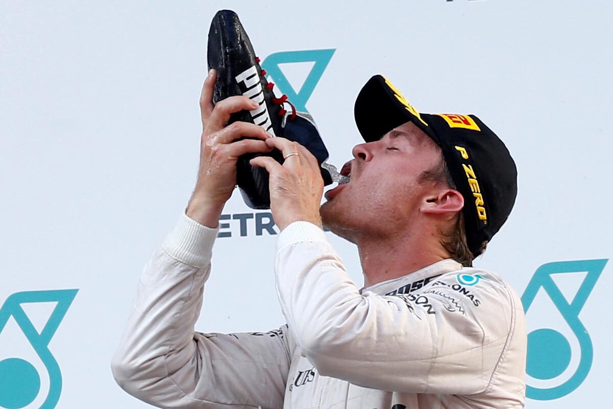Nico Rosberg en el podio de Malasia