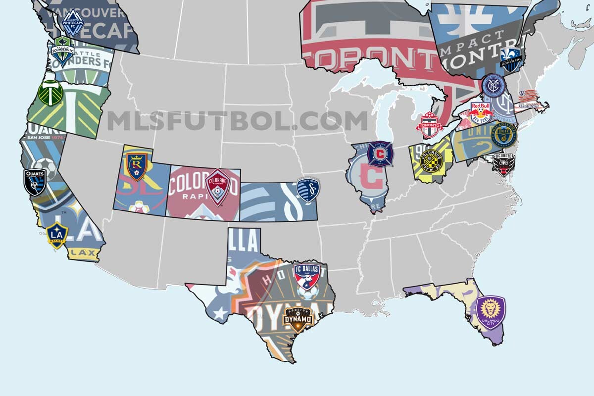 Mapa de todos los equipos de la MLS