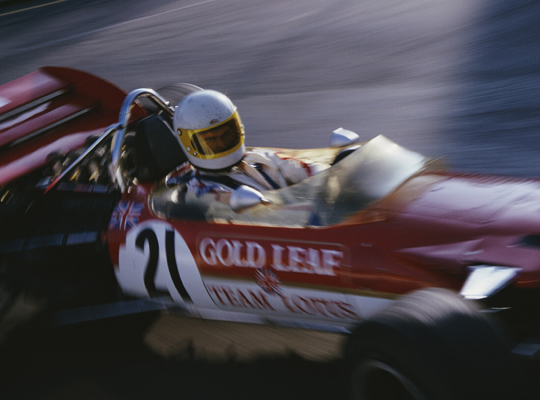 John Miles at the Belgian GP 1970 in a works Lotus 49c during practice